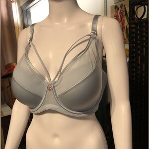 Elegant Sheer Underwire Bra in Light Gray by Ashley Graham